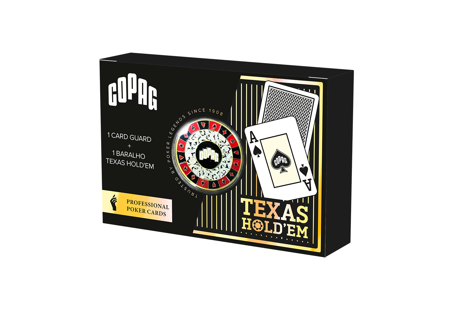 COPAG Texas Hold’em Black + dealer, 2 nagy indexes 100% plasztik póker kártya